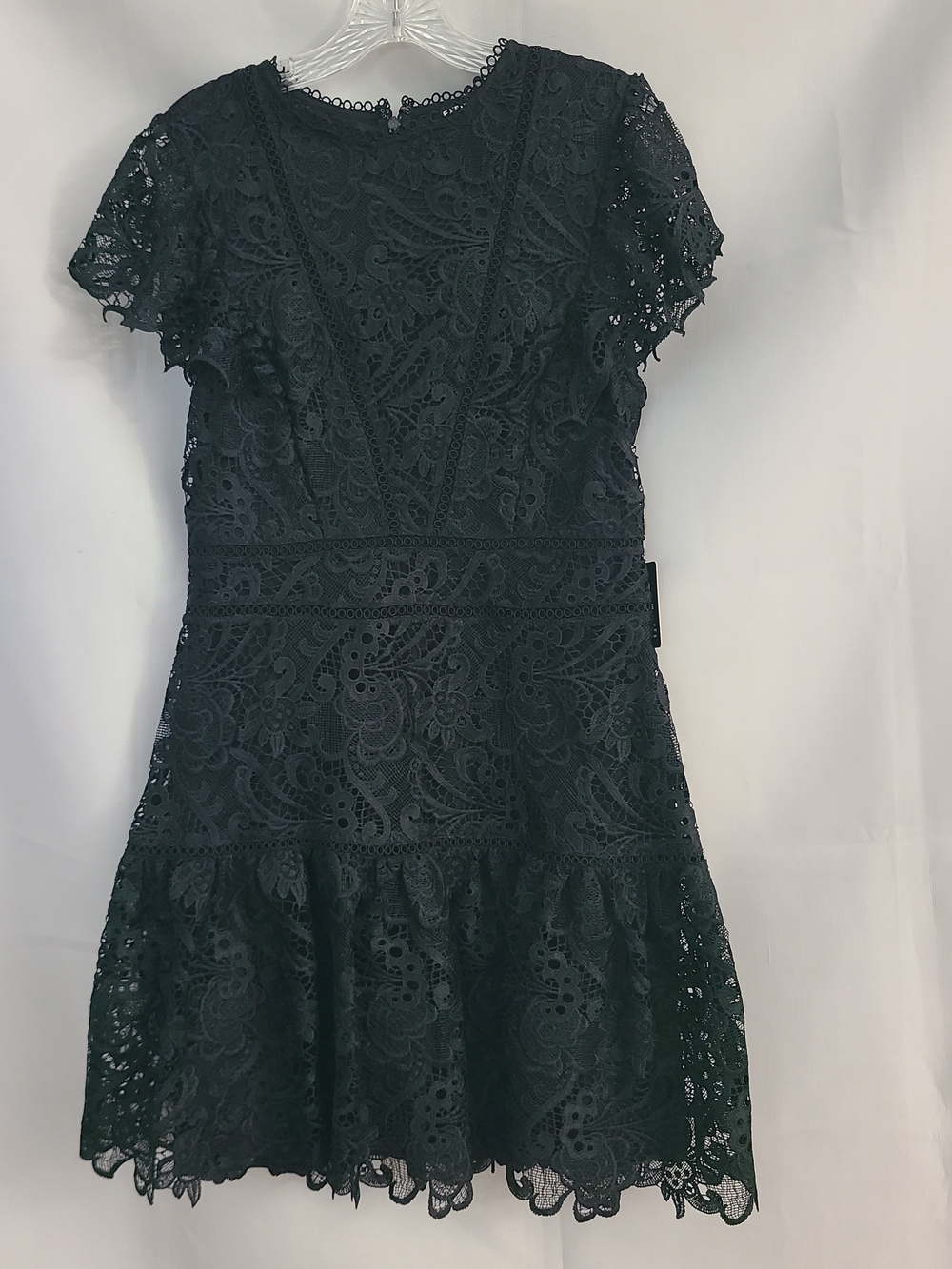 Express Sz M Black Romantic Flutter Sleeve Lace Fit Flare Cocktail Mini Dress